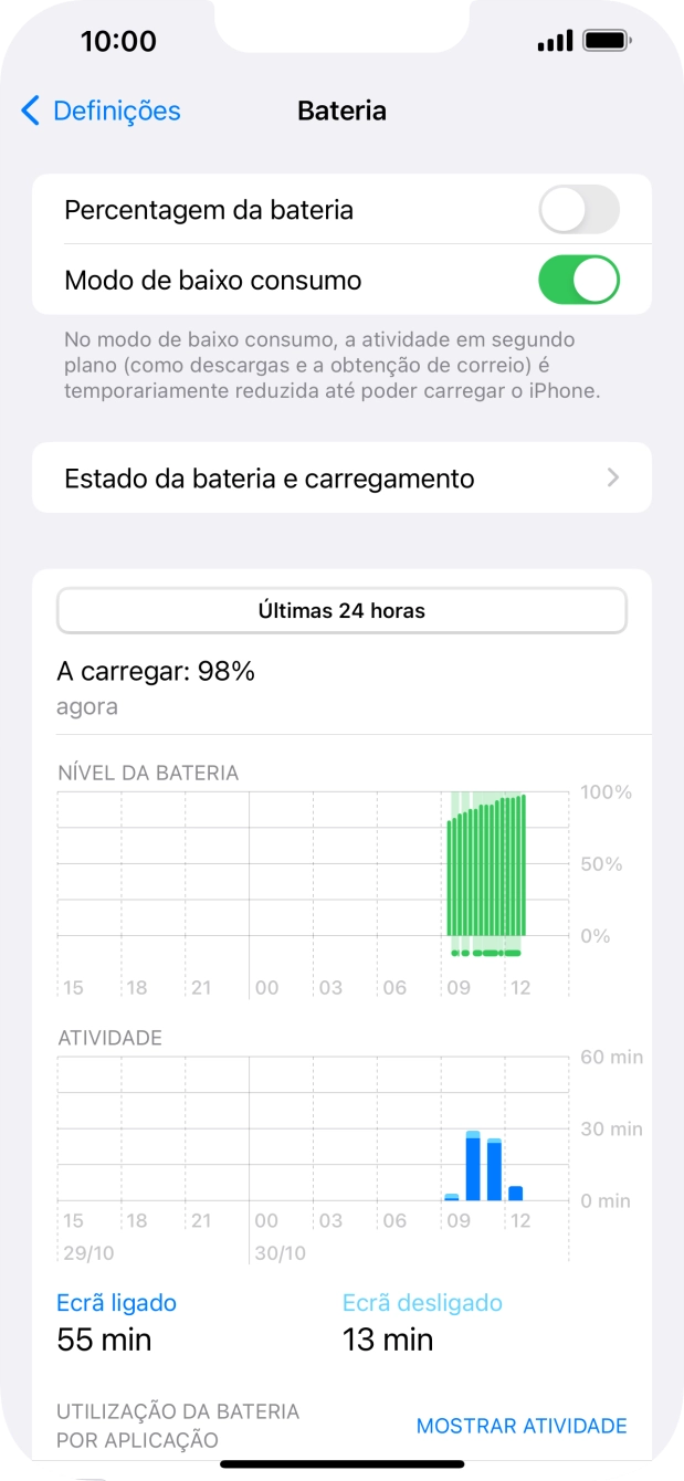 Para voltar ao ecrã inicial, deslize o dedo de baixo para cima a partir da base do ecrã.