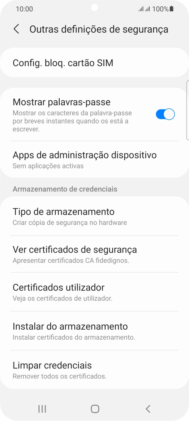 Prima Config. bloq. cartão SIM.