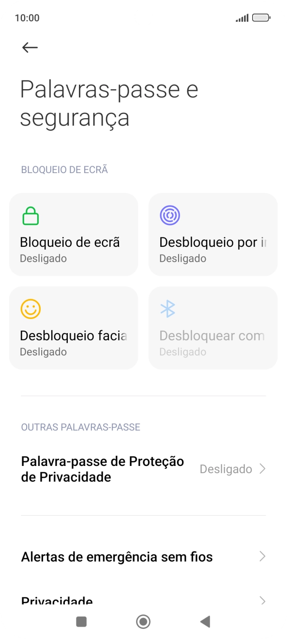 Prima Desbloqueio por impressão digital.