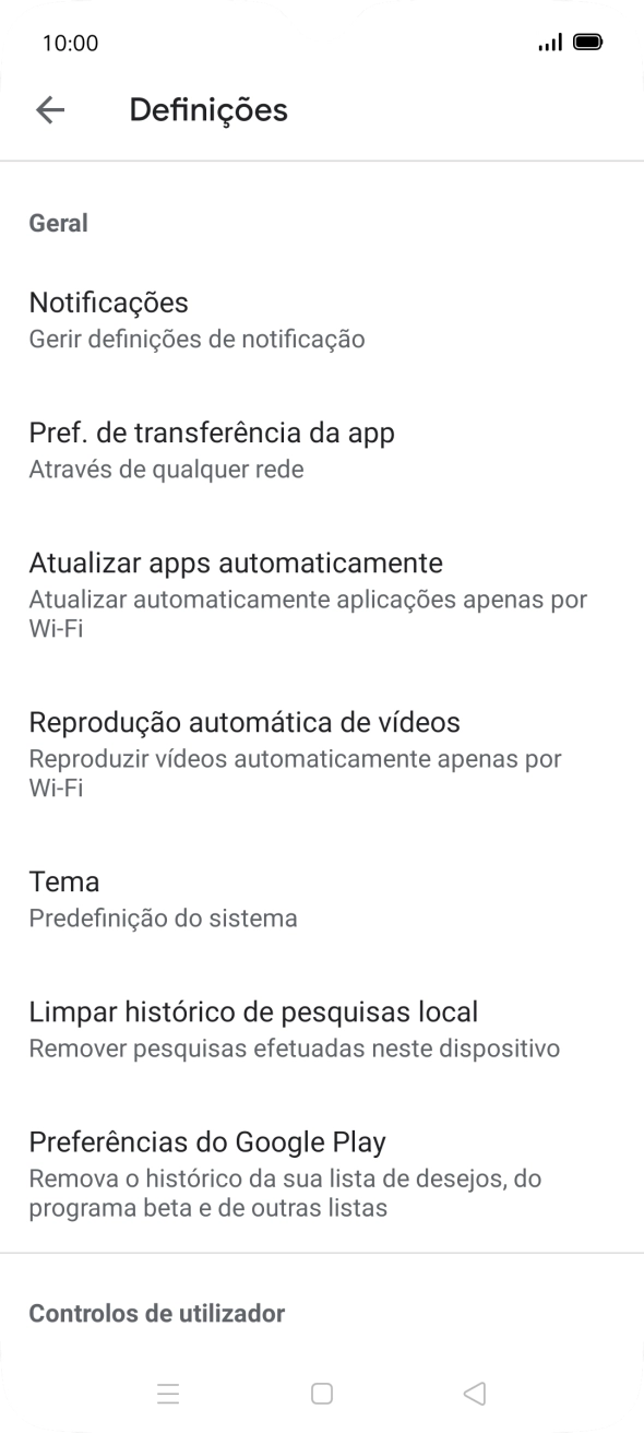 Prima Atualizar apps automaticamente.