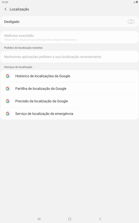 Prima o indicador para ativar ou desativar a função.