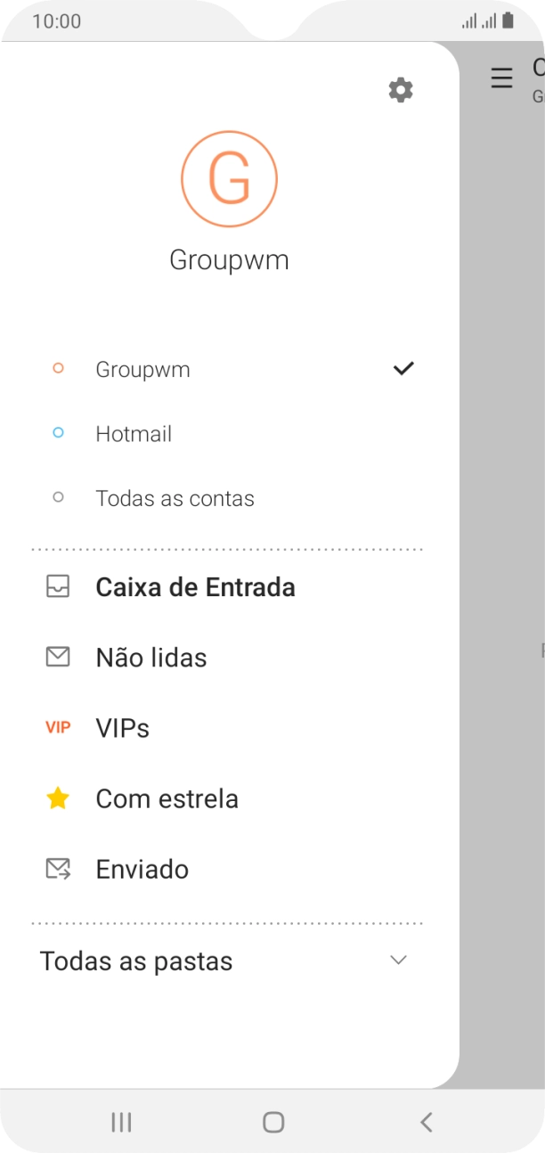 Prima o ícone de definições.