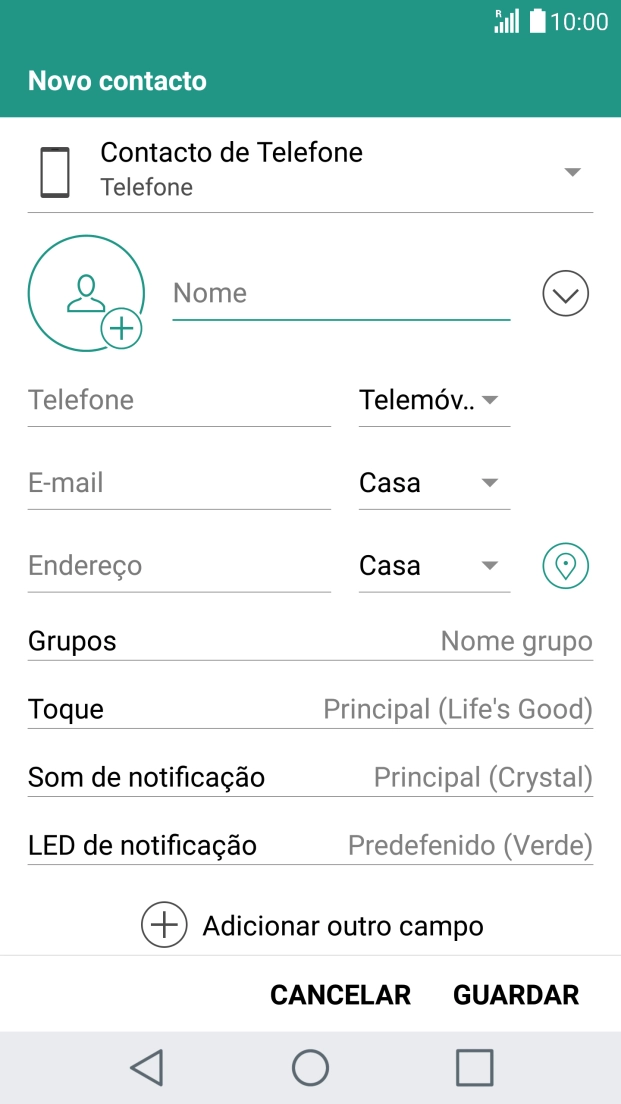 Prima a lista suspensa da lista de contactos.
