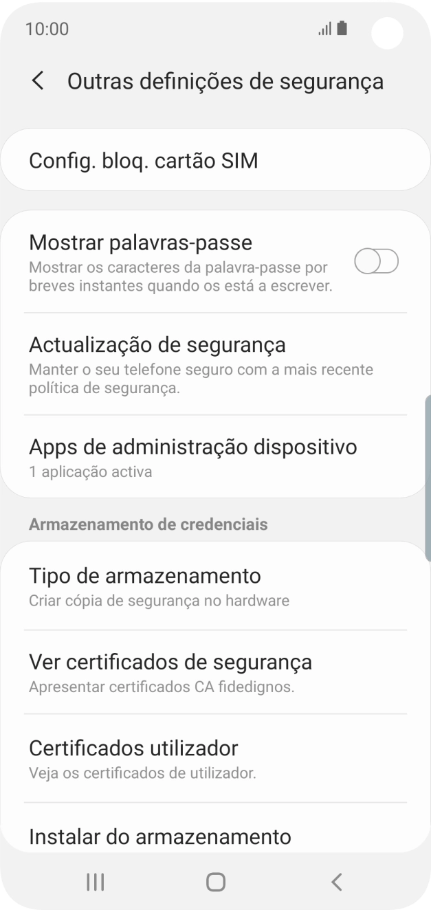 Prima Config. bloq. cartão SIM.