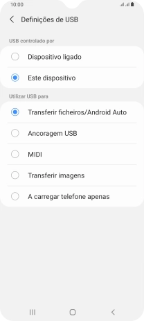 Prima Transferir ficheiros/Android Auto.