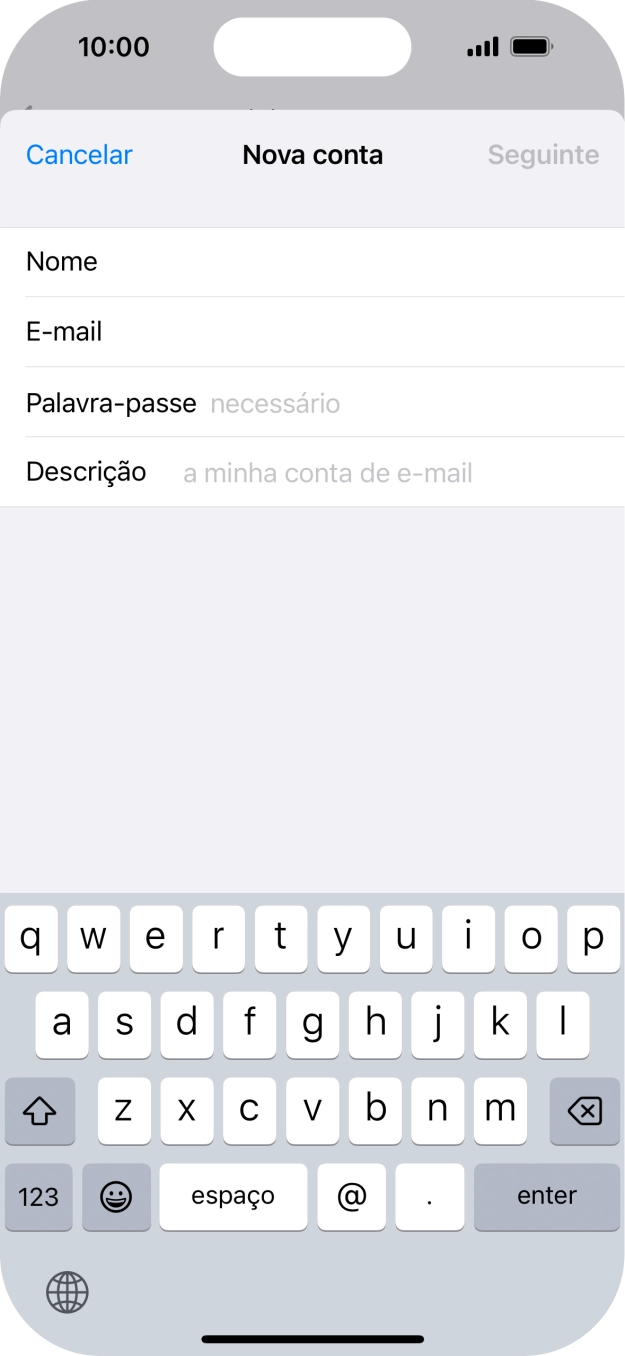 Prima Palavra-passe e introduza a password da sua conta de e-mail.