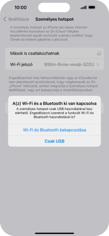 Amennyiben ki van kapcsolva a Wi-Fi, válaszd a Wi-Fi és Bluetooth bekapcsolása lehetőséget.