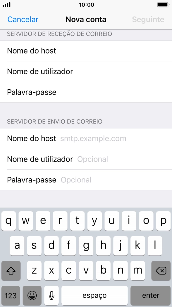 Prima Nome do host e insira smtp.vodafone.pt.