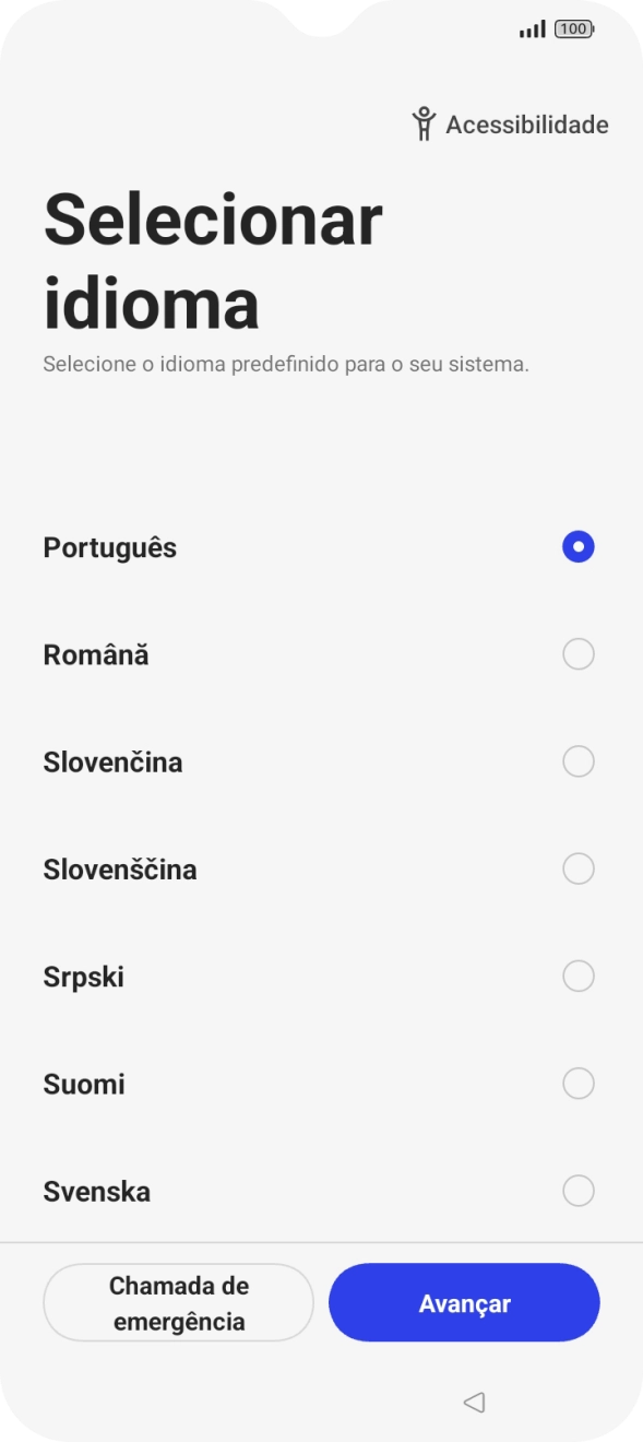 Prima o idioma pretendido.