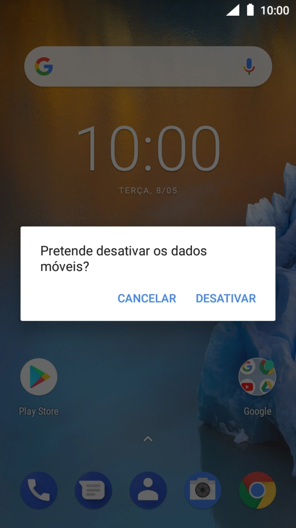 Para desativar os dados móveis, prima DESATIVAR.