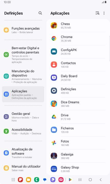 Prima a app pretendida.