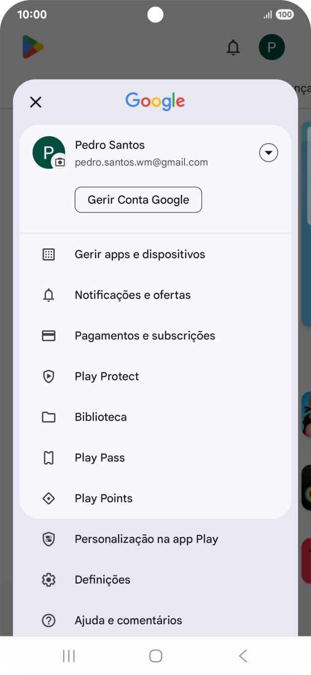 Prima Gerir apps e dispositivos.