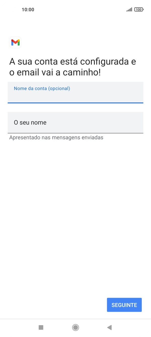 Prima O seu nome e introduza o nome do remetente pretendido.