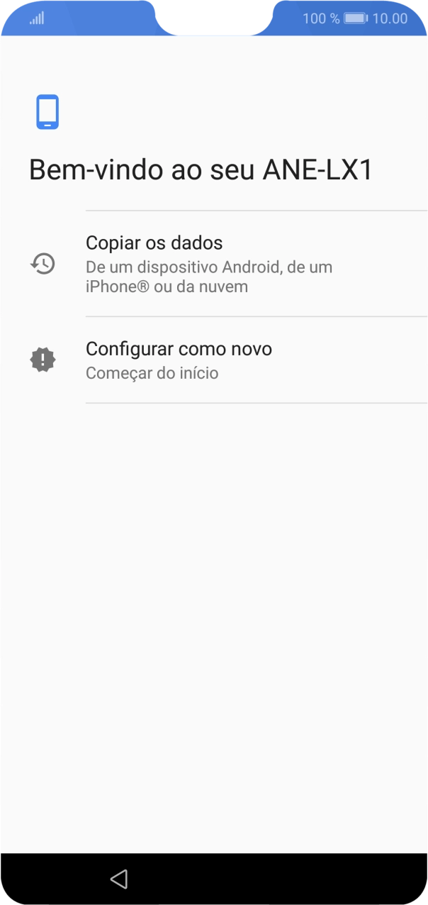 É possível transferir conteúdo de outro telefone quando o telefone for ativado antes da primeira utilização e quando o telefone tiver sido reiniciado. Quando esta imagem for mostrada no ecrã, o telefone está pronto para transferir conteúdo de outro telefone.