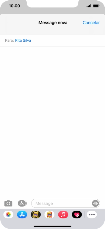 Também é possível enviar imagens, vídeo, audio e diferentes efeitos na iMessage. Siga as indicações no ecrã para enviar a iMessage com o conteúdo pretendido.