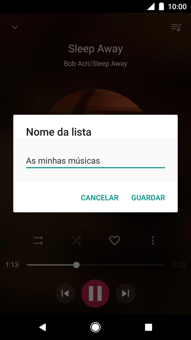 Introduza o nome pretendido para a lista de reprodução e prima GUARDAR.