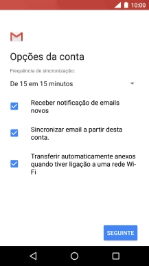 Se o ecrã mostrar esta imagem, a sua conta foi identificada e configurada automaticamente. Siga as indicações no ecrã para introduzir informações adicionais e concluir a configuração.