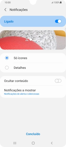 Prima as definições pretendidas para as ativar ou desativar.