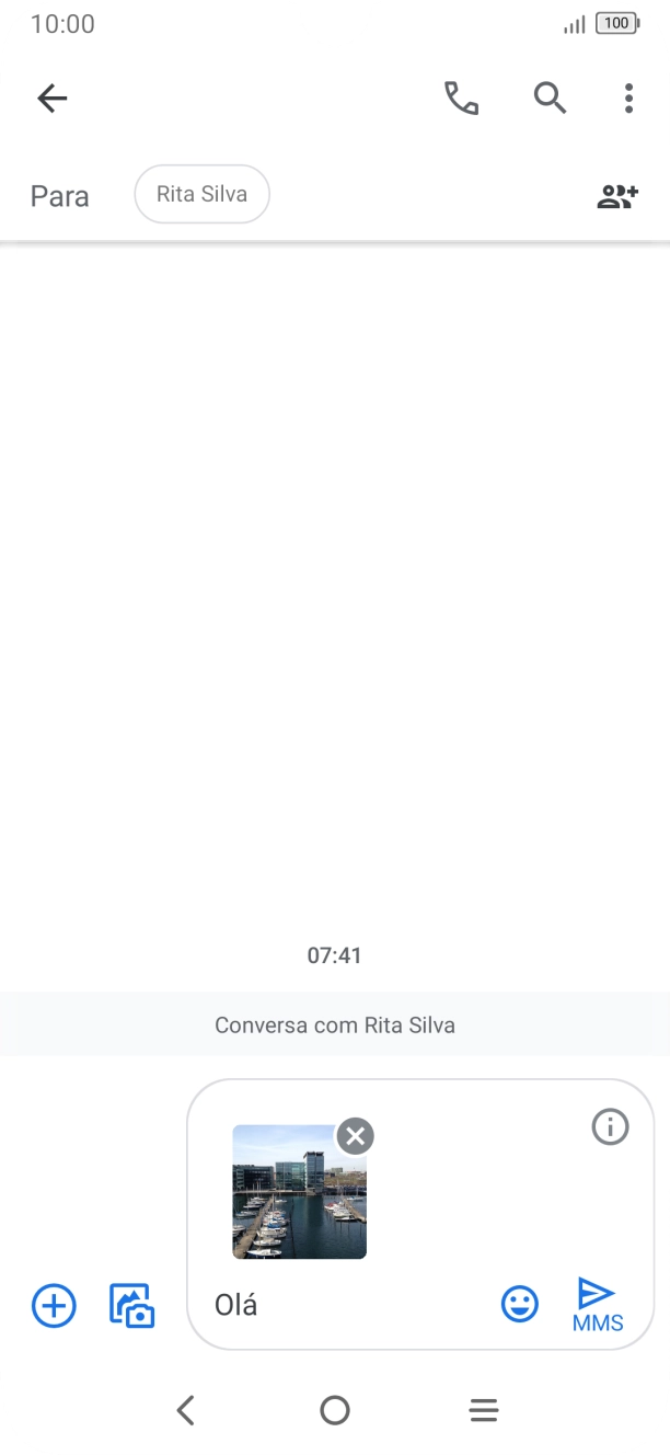 Prima o ícone para enviar quando terminar de escrever a sua mensagem multimédia.