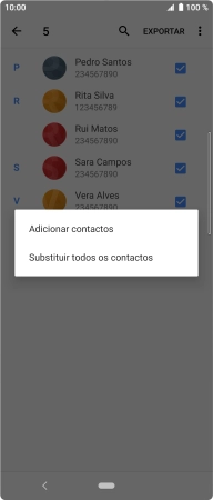 Se pretender manter os contactos existentes no cartão SIM, prima Adicionar contactos.