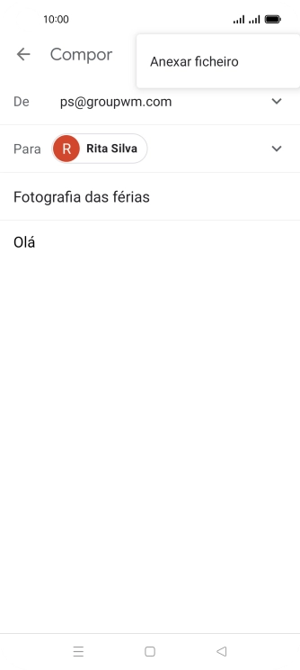 Prima Anexar ficheiro e vá até à pasta pretendida.