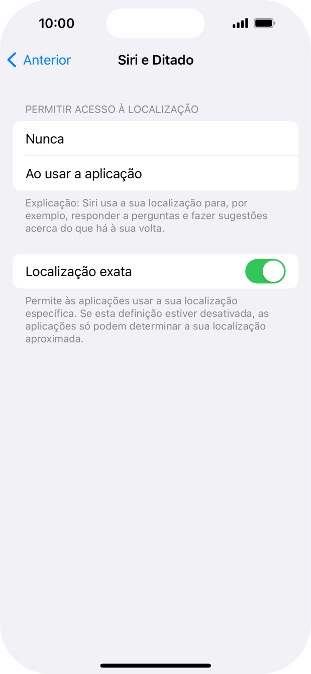 Prima a definição pretendida para ativar ou desativar a função.