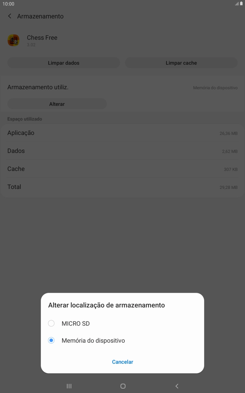 Prima o nome do cartão de memória.