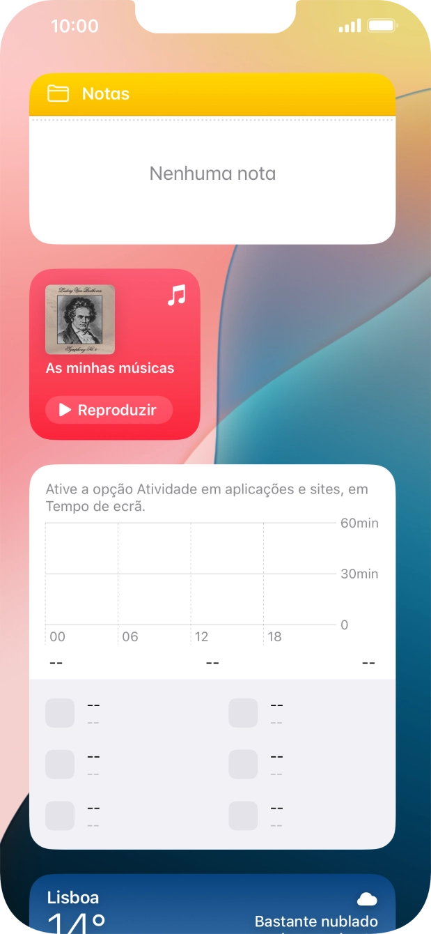 Mantenha premida por um instante a pilha de widgets pretendida.