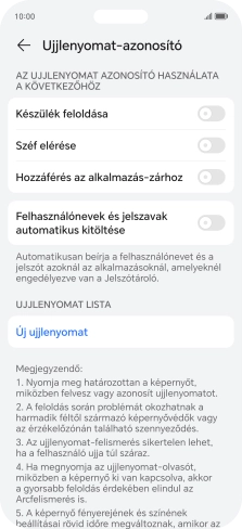 Válaszd az Új ujjlenyomat lehetőséget.