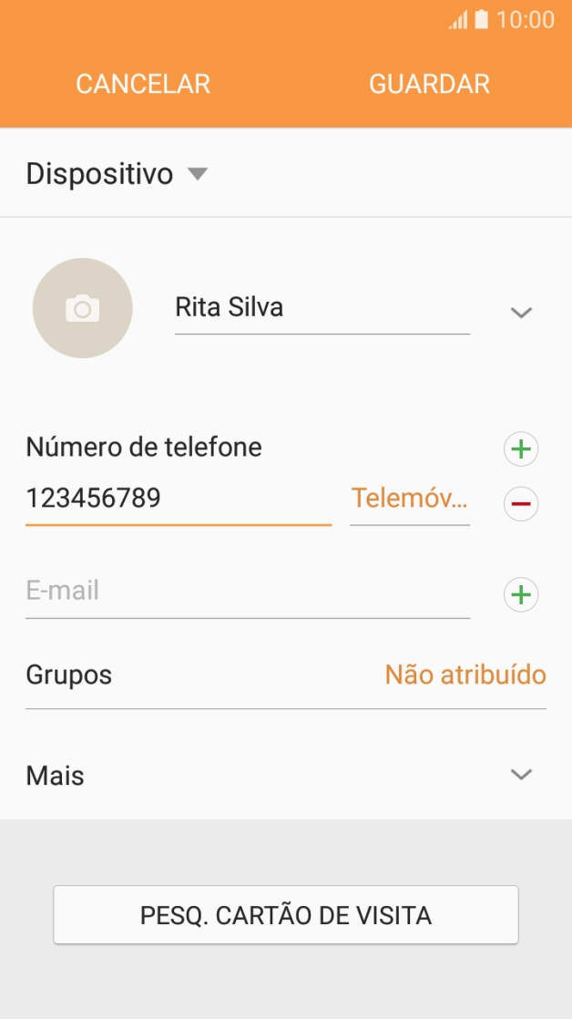 Prima o campo de tipo de número.