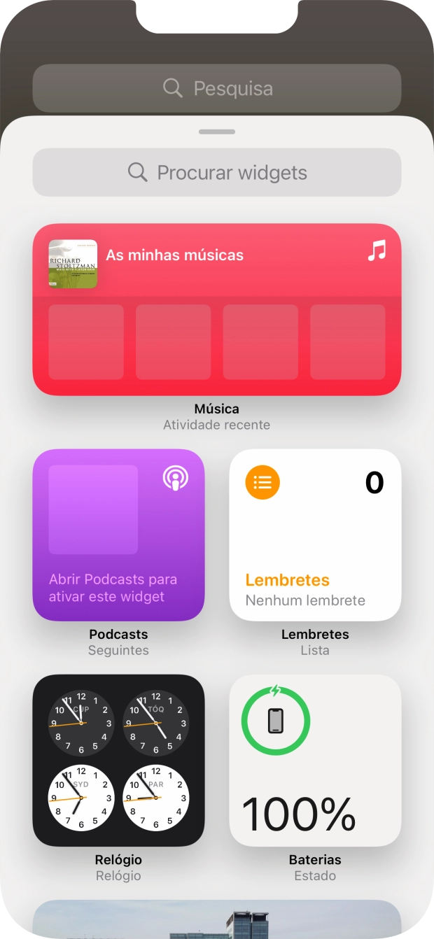 Prima o widget pretendido.