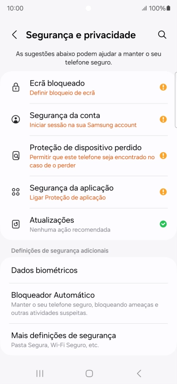 Prima Mais definições de segurança.
