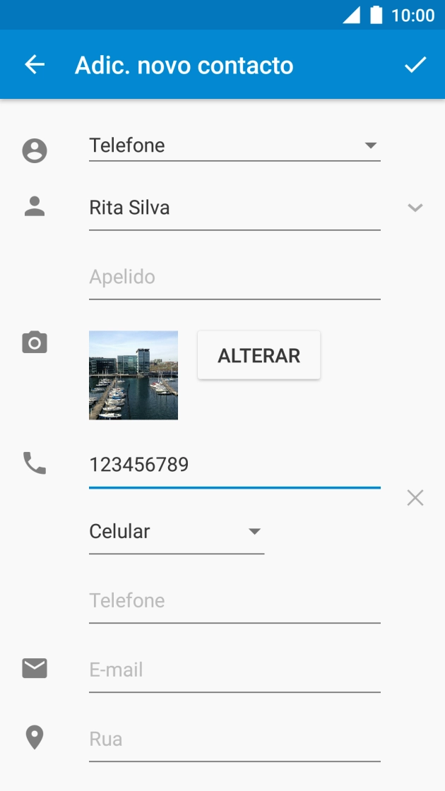 Prima a lista suspensa sob o número de telefone.