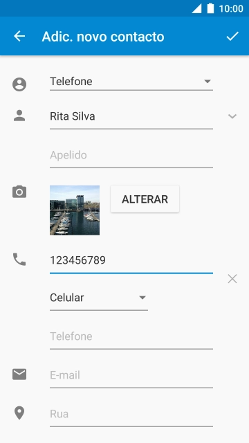 Prima a lista suspensa sob o número de telefone.