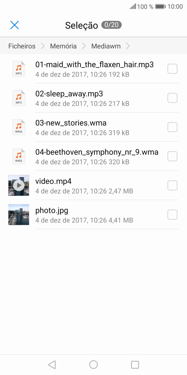 Vá até à pasta pretendida e prima o ficheiro pretendido.