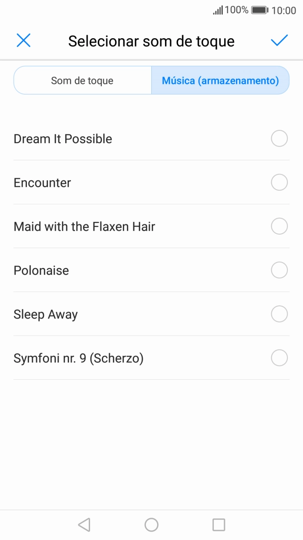 Prima os tons de toque pretendidos para os ouvir.