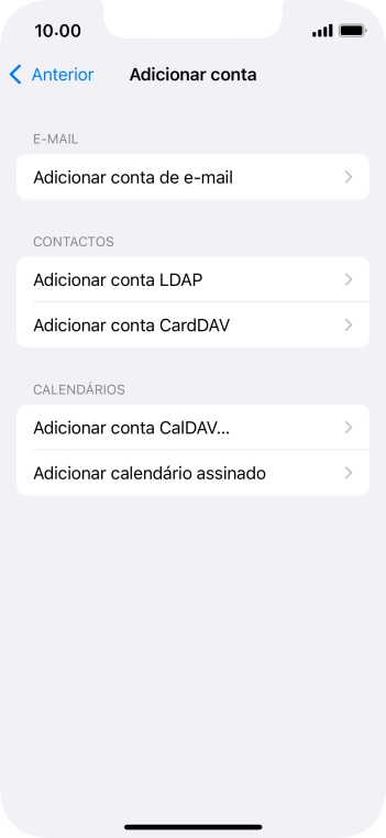 Prima Adicionar conta de e-mail.