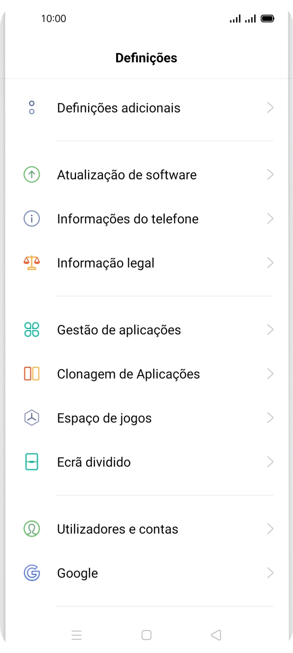 Prima Utilizadores e contas.