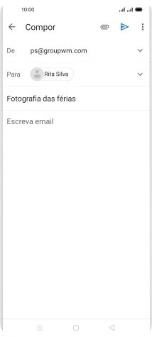 Prima o campo de escrita e escreva o texto do e-mail.