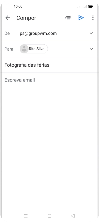 Prima o campo de escrita e escreva o texto do e-mail.