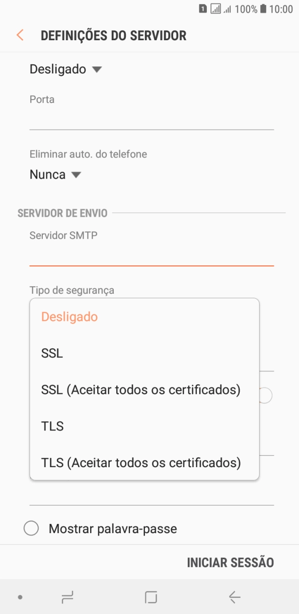 Prima Desligado para desativar a função.