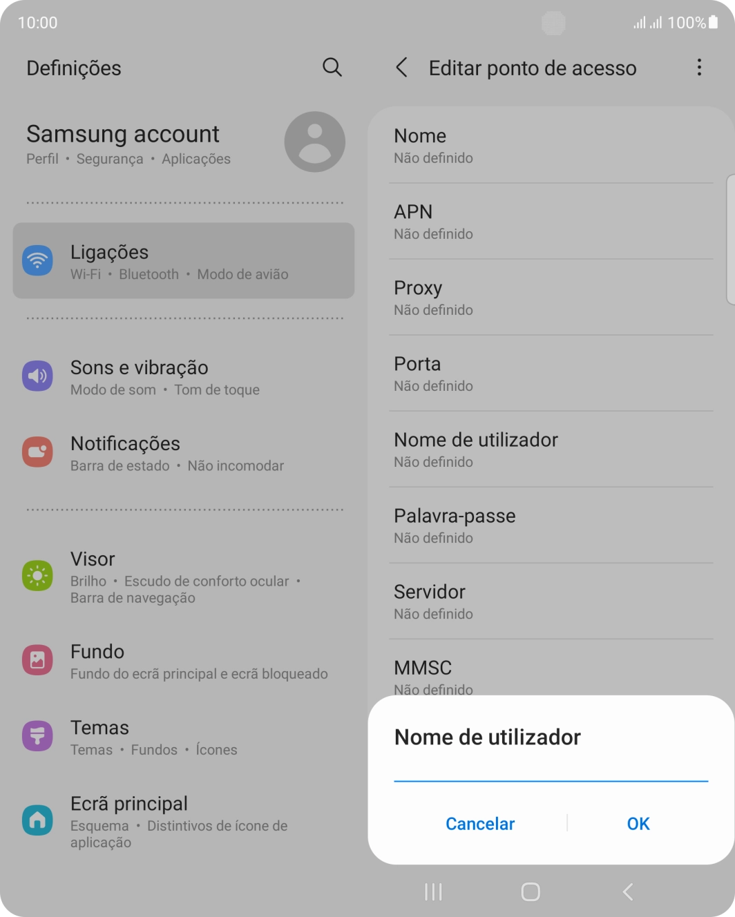 Introduza vodafone e prima OK.