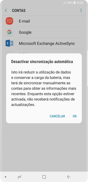 Prima OK para desativar a função.