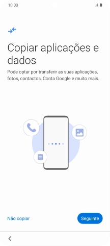 É possível transferir conteúdo de outro telefone quando o telefone for ativado antes da primeira utilização e quando o telefone tiver sido reiniciado. Quando esta imagem for mostrada no ecrã, o telefone está pronto para transferir conteúdo de outro telefone.