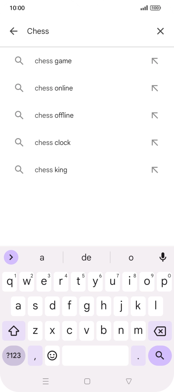 Introduza o nome ou categoria da app pretendida e prima o ícone para pesquisar.