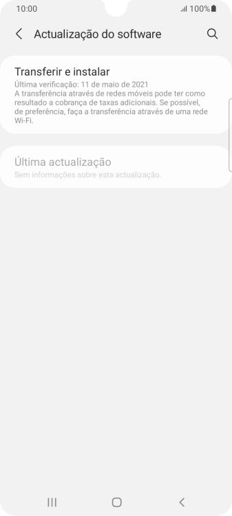 Prima Transferir e instalar. Se existir uma nova versão de software disponível, será agora indicado no ecrã. Siga as indicações no ecrã para atualizar o software do telefone.