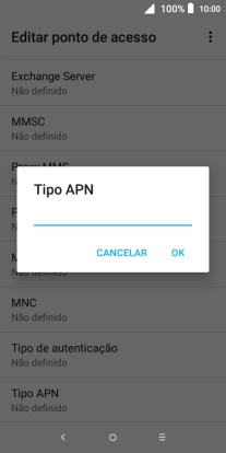 Introduza default e prima OK.