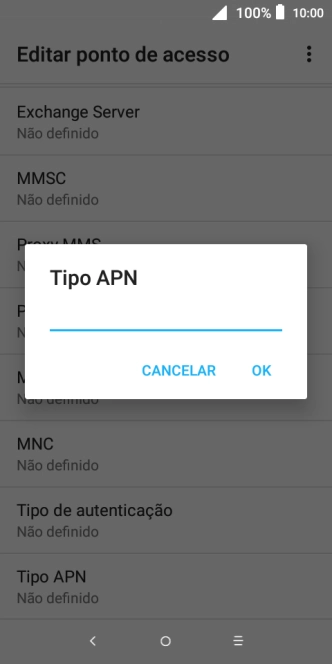 Introduza default e prima OK.