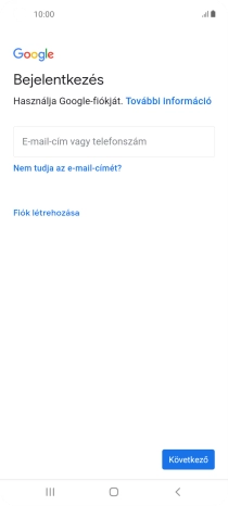 Amennyiben nincs Google-fiókod, válaszd a Fiók létrehozása lehetőséget, és kövesd a képernyőn megjelenő utasításokat egy új fiók létrehozásához.