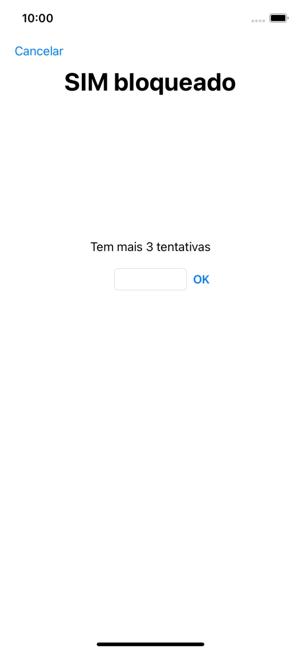 Se o cartão SIM estiver bloqueado, deve introduzir o código PIN e premir OK.